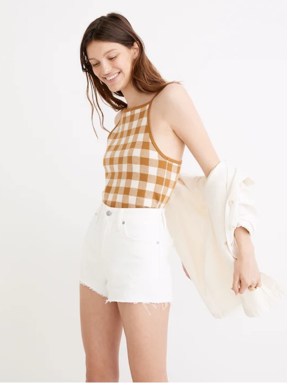 Madewell Gingham Apron Sweater Tank